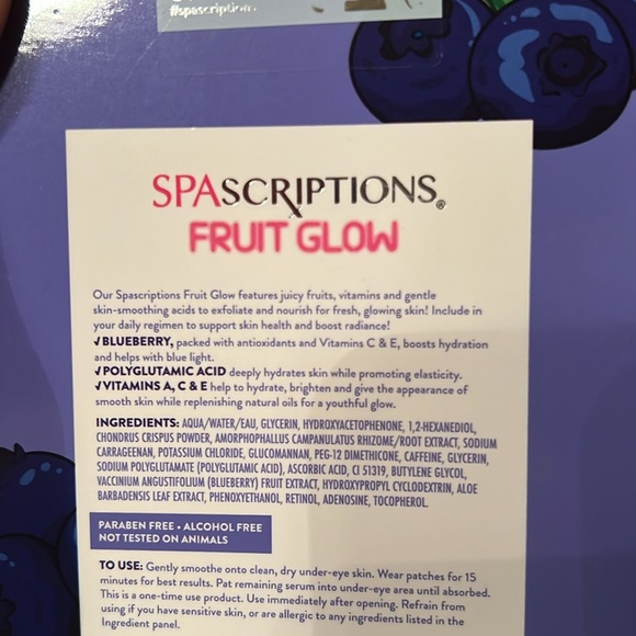 Spa scriptions fruit glow blueberry+ polyglutamic acid brightening under eye - Picture 2 of 3